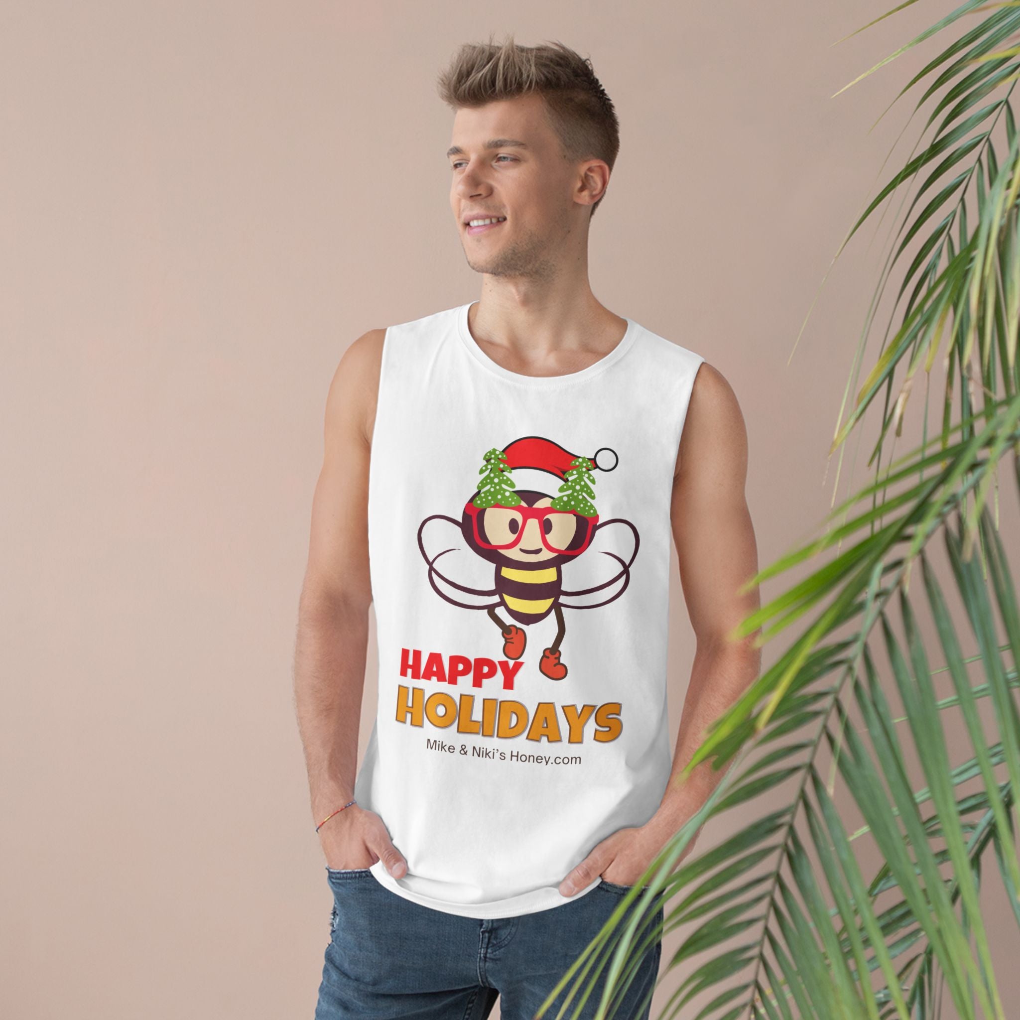 Tank Top Holiday Raindeer Bees Christmas Tree Glasses Unisex Barnard Tank