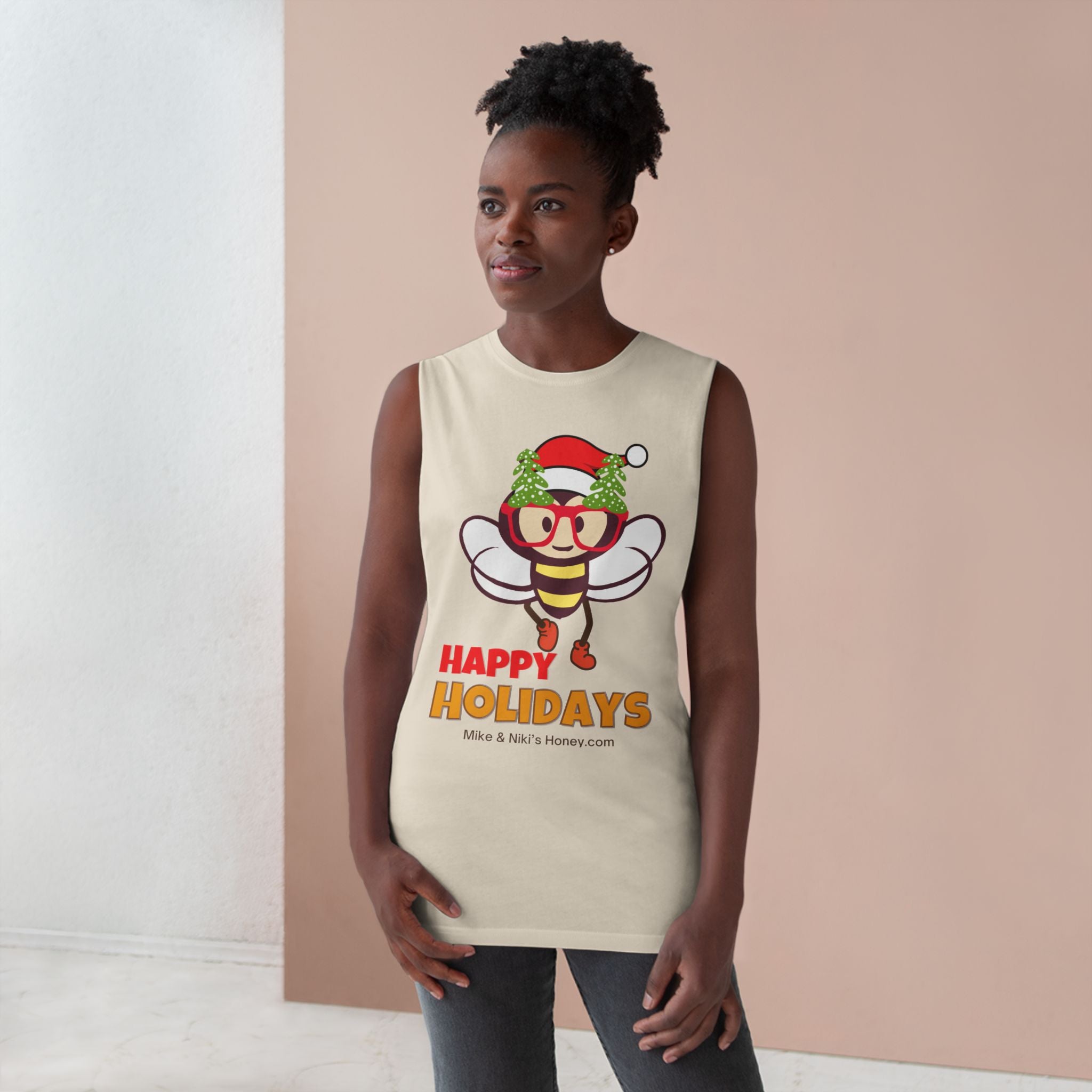 Tank Top Holiday Raindeer Bees Christmas Tree Glasses Unisex Barnard Tank