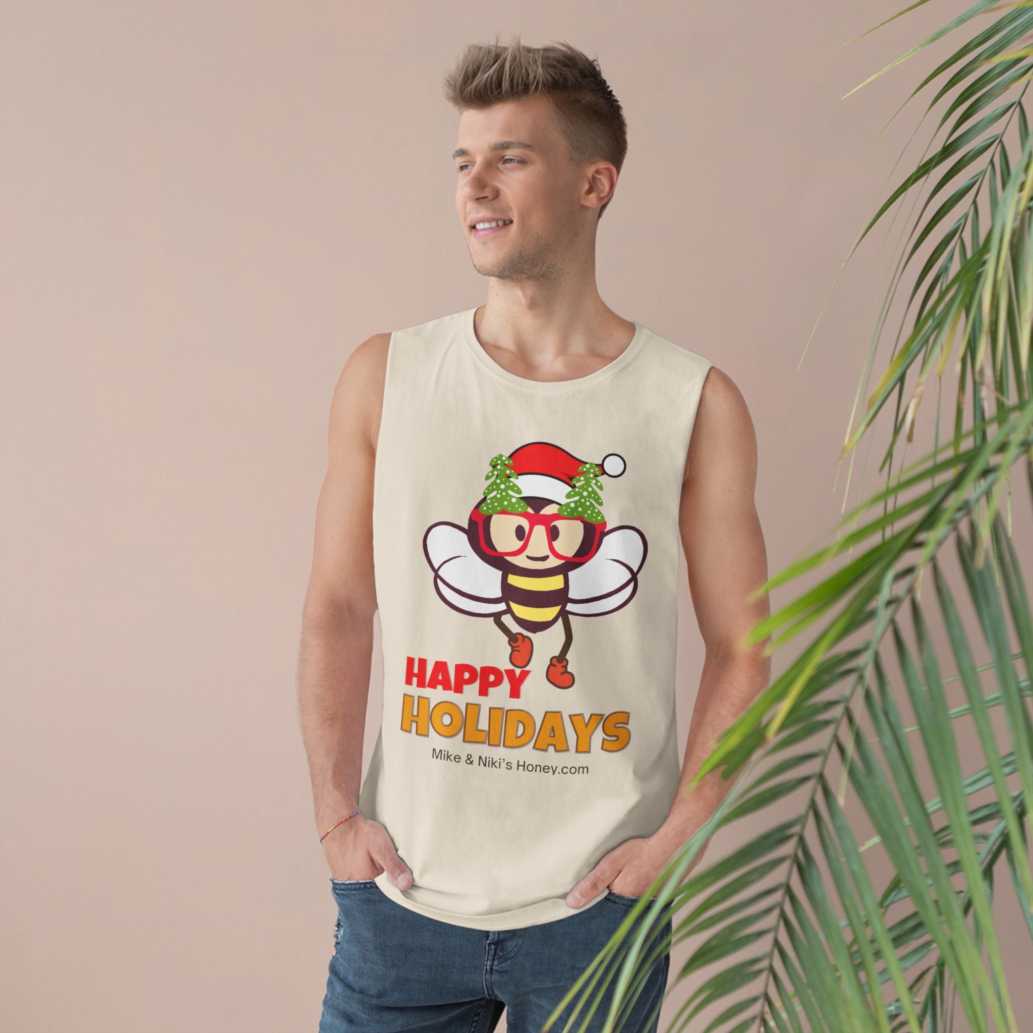 Tank Top Holiday Raindeer Bees Christmas Tree Glasses Unisex Barnard Tank