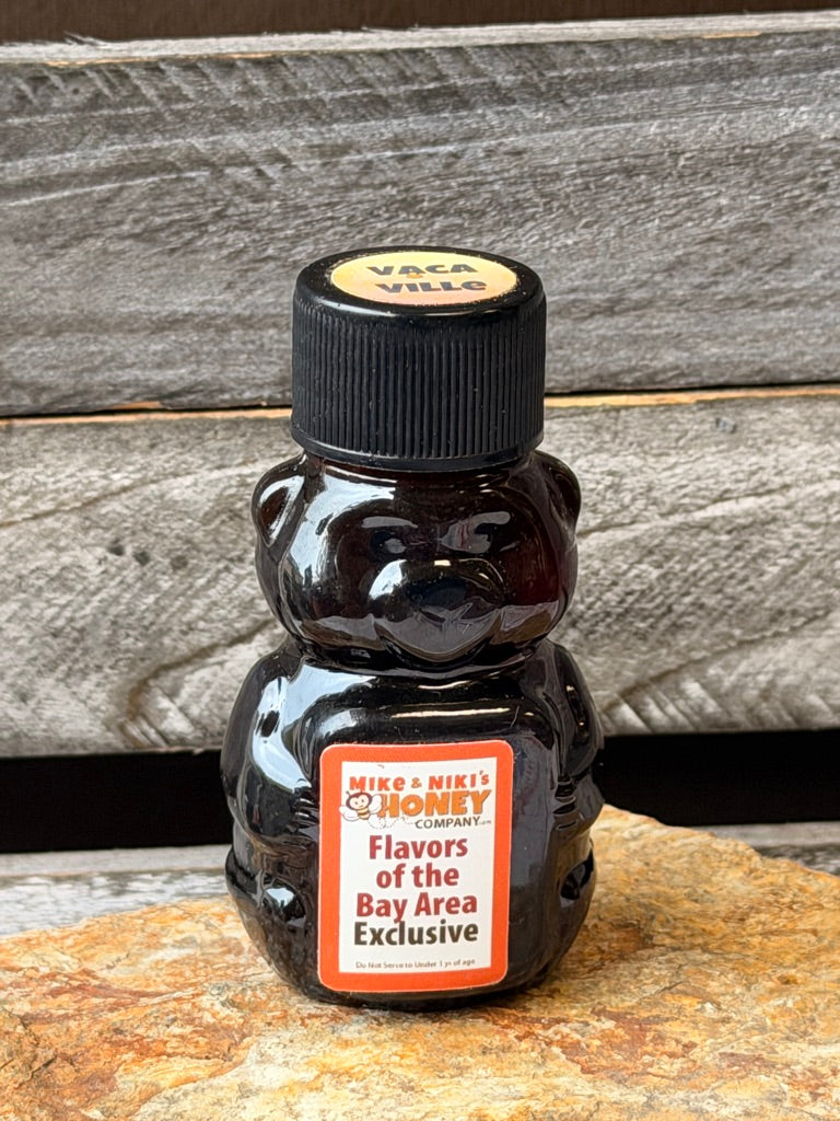 Vacaville Wildflower Honey 2oz Bear – Bay Area Exclusive black cap – NorCal local honey