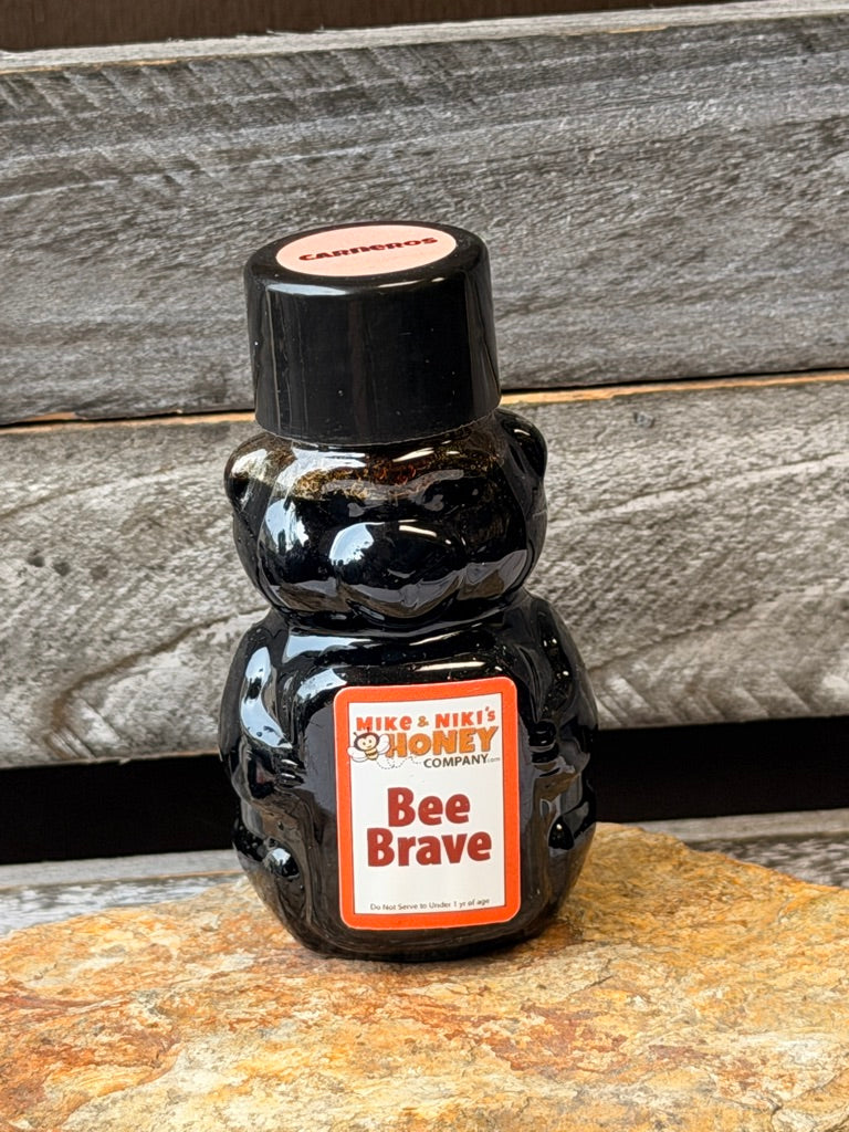 Carneros Wildflower Honey 2oz Bear – Bee Brave personality – Napa Carneros local honey