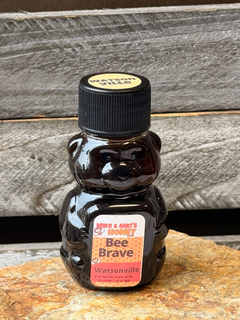 Amesti Watsonville Wildflower Honey 2oz Bear – Bee Brave personality – Santa Cruz County local honey