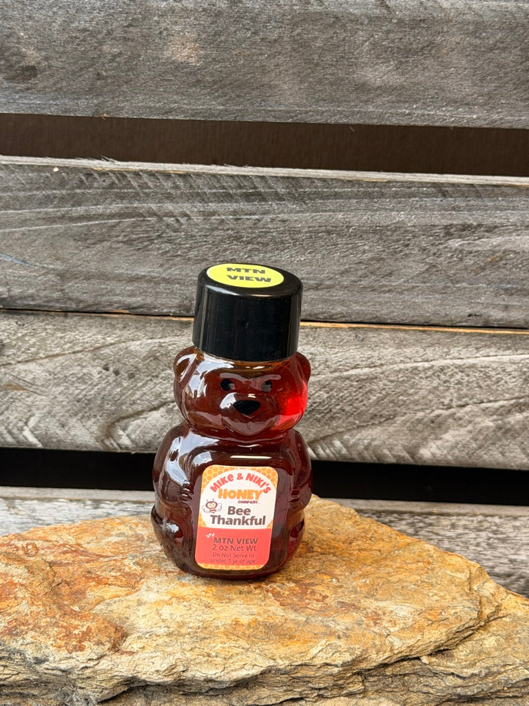 Mountain View Wildflower Honey 2oz Bear – Bee Thankful alternate angle – Silicon Valley artisan honey