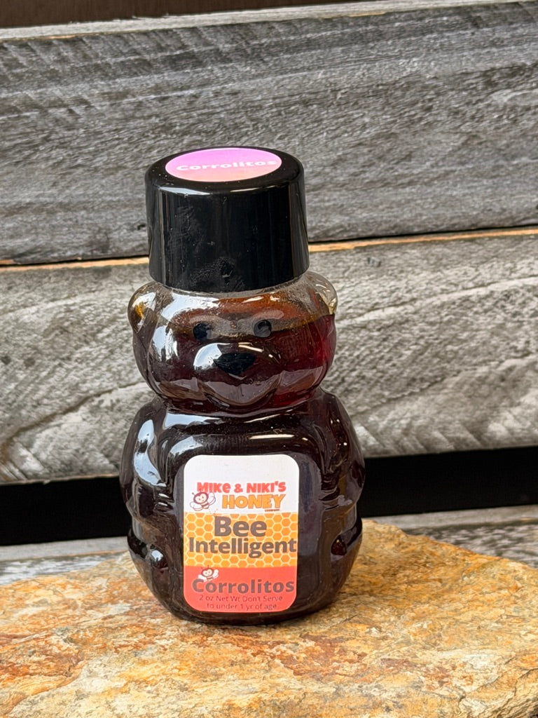 Corralitos Wildflower Honey 2oz Bear – Bee Intelligent – local Santa Cruz County honey from Mike and Nikis Honey Company